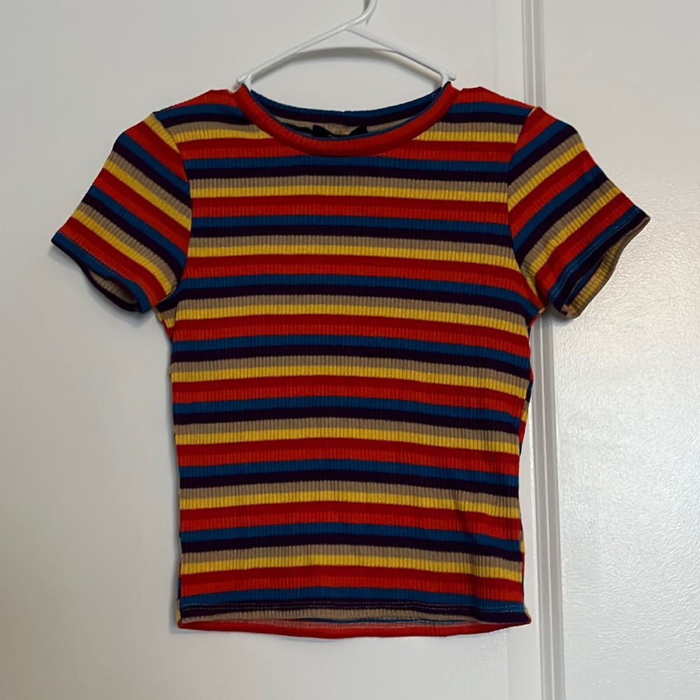 multicolored, striped, ribbed top